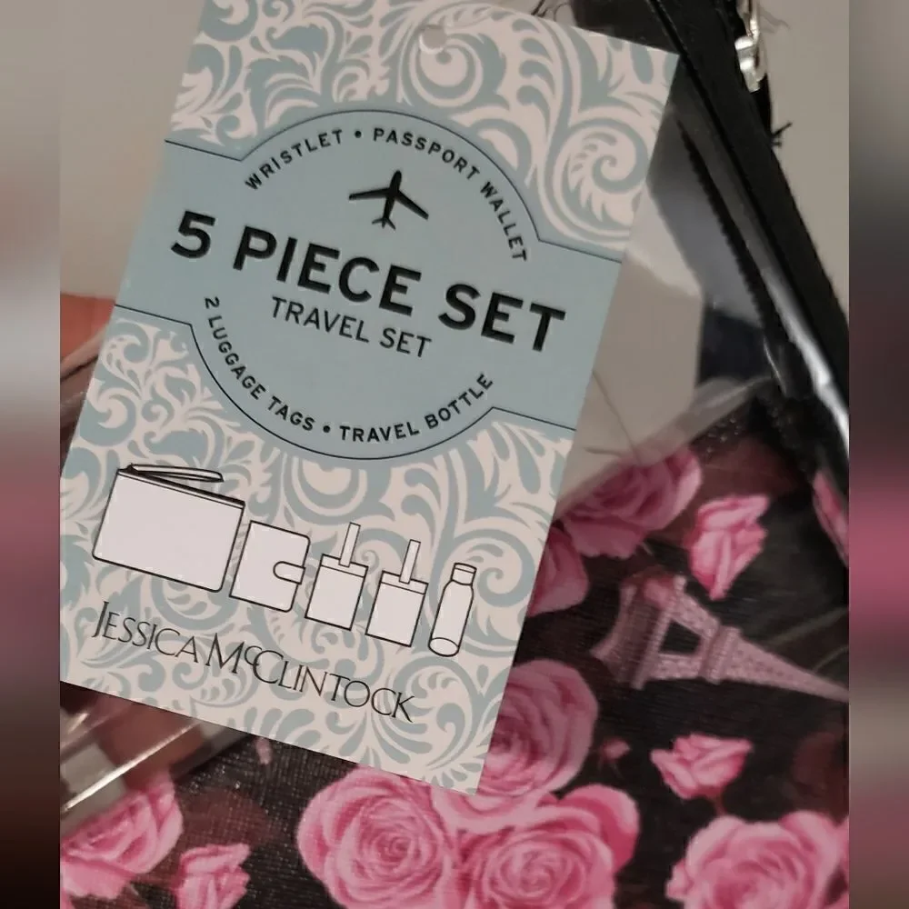 Jessica McClintock 5 Piece Travel Set with Passport Wallet
